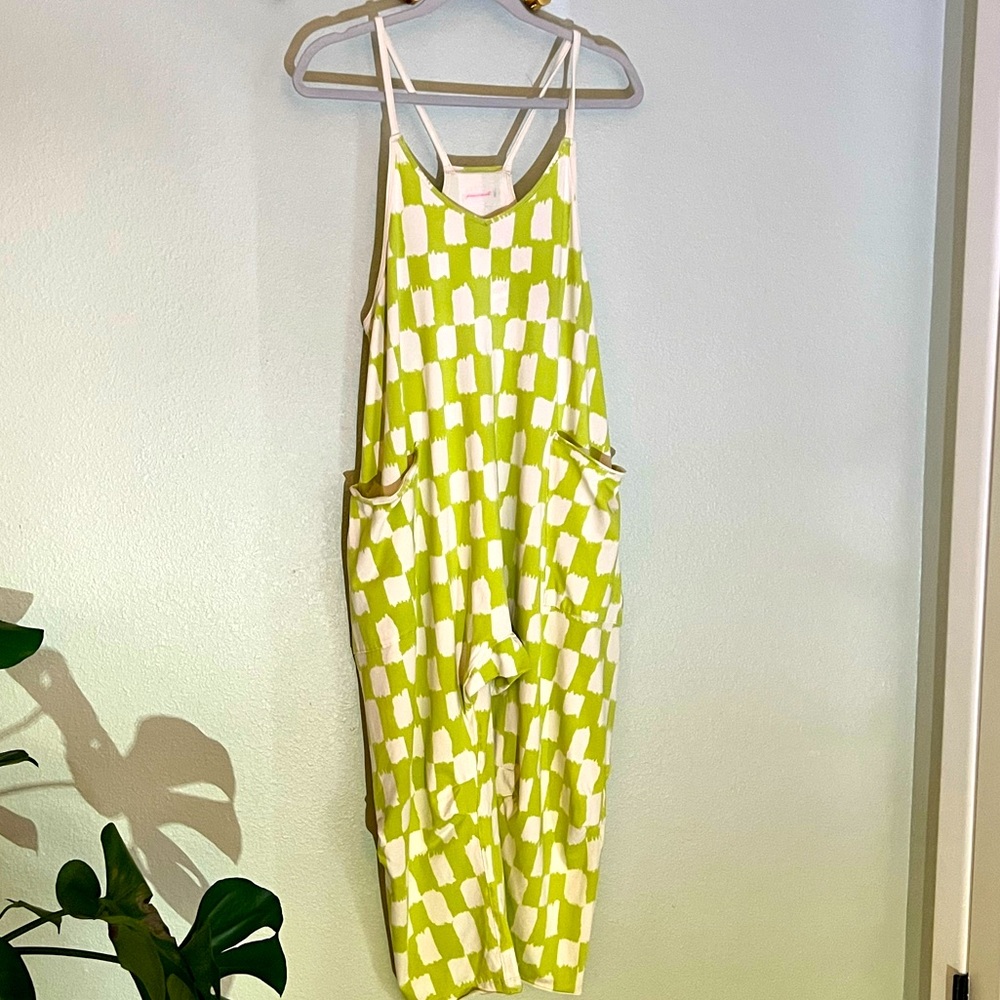 Free People Movement Hot Shot Onesie- Green Checkered